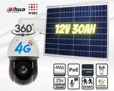 Solar 4G комплект — PTZ камера Dahua SD49425XB-HNR-G 4Mp, 360°, 4.8mm–120mm, ИК-100м, 25X Optical zoom и солнечной панелью с аккумулятором IFSEC-3456 12V 30 A/ч